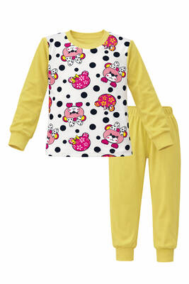 Remsa - Kız Çocuk Pamuklu Desenli Pijama Takımı 6068-12 Sarı01