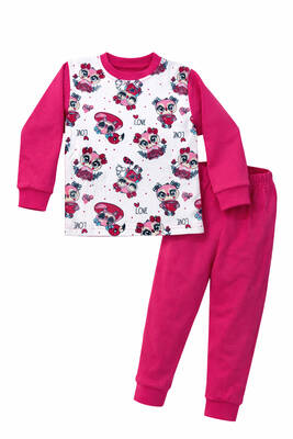 Remsa - Kız Çocuk Pamuklu Desenli Pijama Takımı 6068-14 Fuşya01 (1)