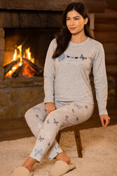 Remsa - Ladies' Butterfly Print Suprem Pajama Set 0457 Blue
