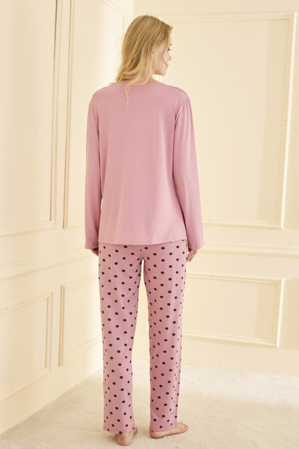 Ladies' Milan Fabric Pajama Set in Powder Pink - Thumbnail