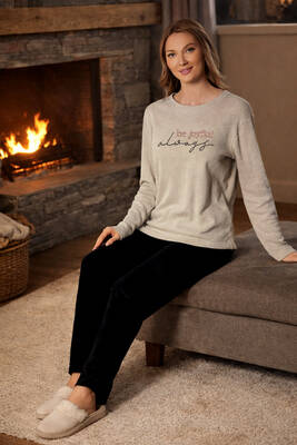 Remsa - Ladies' Selanik Woven Pajama Set 407 Taupe (1)