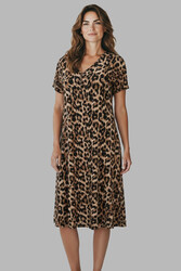 Remsa - Ladies Short Sleeve Viscose Dress Pajama Set Leopard Print 25236-2 Leo