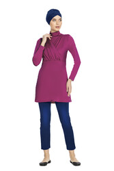 Armes - Large Size Lycra Fully Covered Hijab Swimsuit 1285 Fuchsia