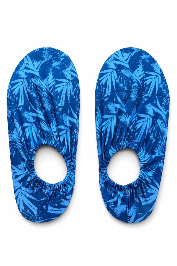 Leaf Print Beach and Pool Footwear in Indigo - Thumbnail
