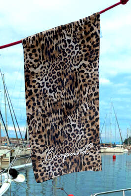 Remsa - Leopar Desenli Deniz Havuz Plaj Havlusu 097 Kahverengi