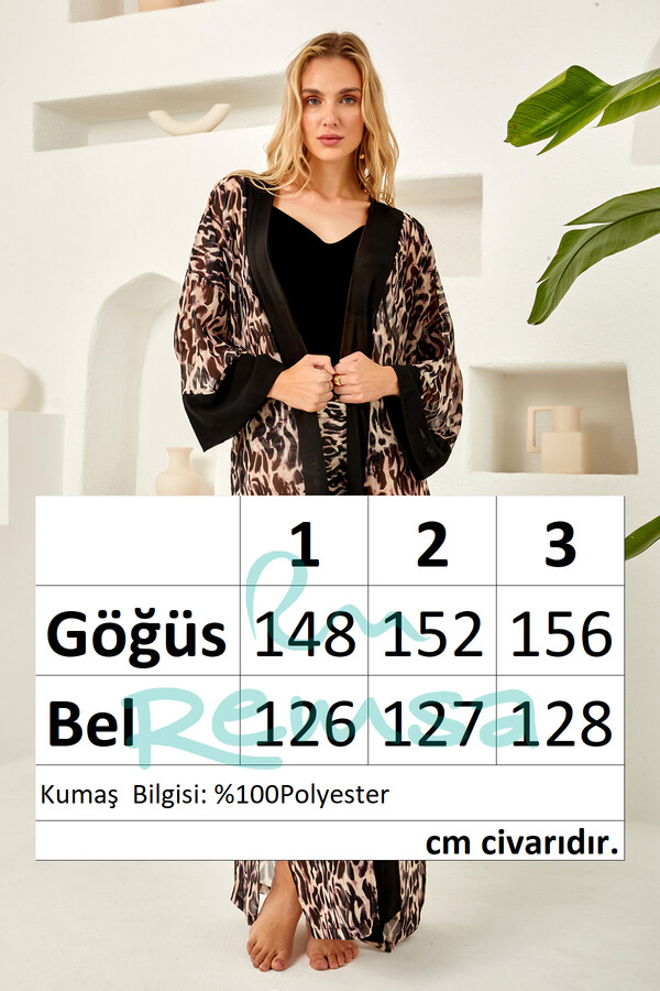 Leopard Print Pareo Kimono for Swimwear - Thumbnail