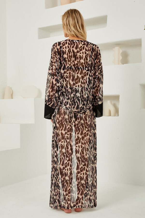 Leopard Print Pareo Kimono for Swimwear - Thumbnail