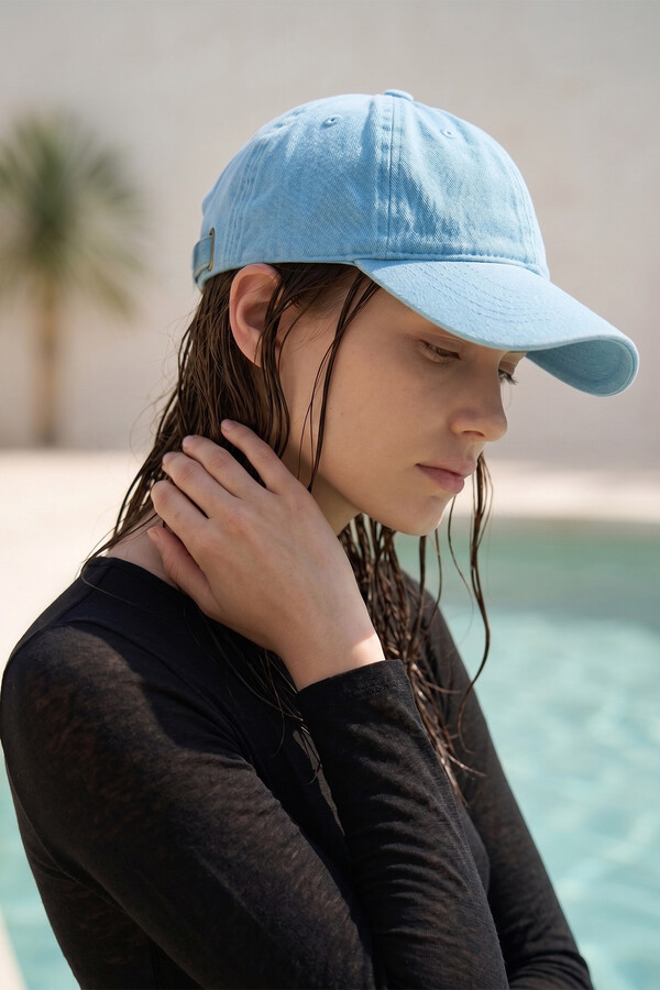 Light Blue Baseball Cap for Daily Wear - Thumbnail