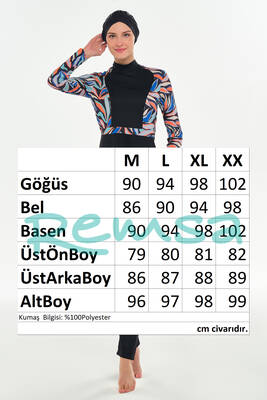 Likralı Tam Kapalı Tesettür Mayo Desen Detaylı 3117 Siyah · 4