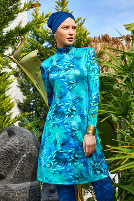 Rozamay - Likralı Tam Kapalı Tesettür Mayo Desenli 3102 Açık Lacivert Rozamay - Likralı Tam Kapalı Tesettür Mayo Desenli 3102 Açık Lacivert