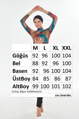 Likralı Tam Kapalı Tesettür Mayo Desenli 3107 Siyah · 4
