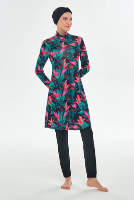 Rozamay - Likralı Tam Kapalı Tesettür Mayo Desenli 3109 Siyah (1) Rozamay - Likralı Tam Kapalı Tesettür Mayo Desenli 3109 Siyah (1)