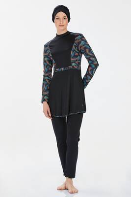 Rozamay - Likralı Tam Kapalı Tesettür Mayo Jalıssa 9227 Siyah (1)