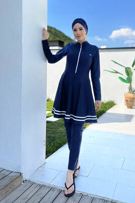 Adasea - Likralı Tam Kapalı Tesettür Mayo Mark 4545 Koyu Lacivert (1) Adasea - Likralı Tam Kapalı Tesettür Mayo Mark 4545 Koyu Lacivert (1)