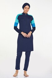 Rozamay - Likralı Tam Kapalı Tesettür Mayo Merlın 9241 Koyu Lacivert