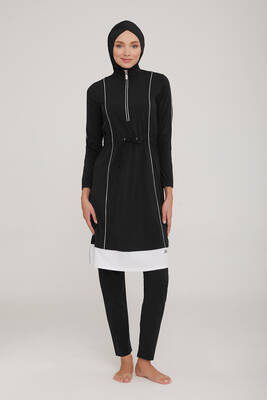 Remsa Mayo - Likralı Tam Kapalı Tesettür Mayo Nıca 4372 Siyah Remsa Mayo (1)