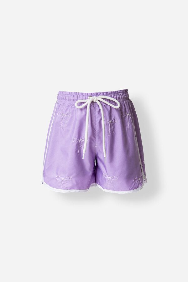 Lila Parachute Print Swim Shorts for Girls - Thumbnail