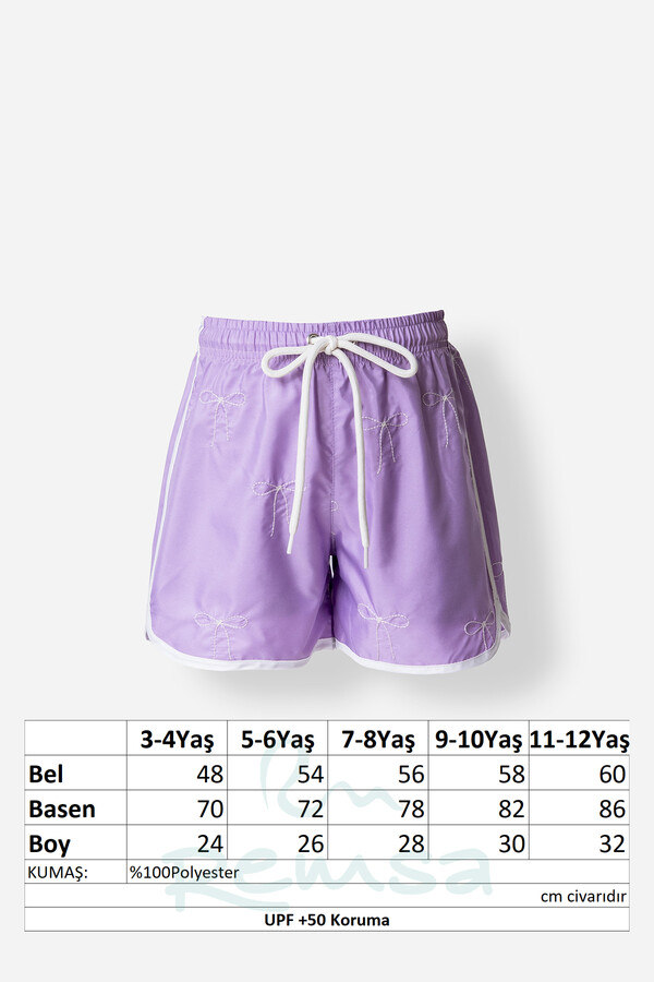 Lila Parachute Print Swim Shorts for Girls - Thumbnail
