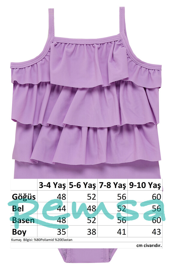 Lila Ruffled Swimwear Set for Girls - Thumbnail