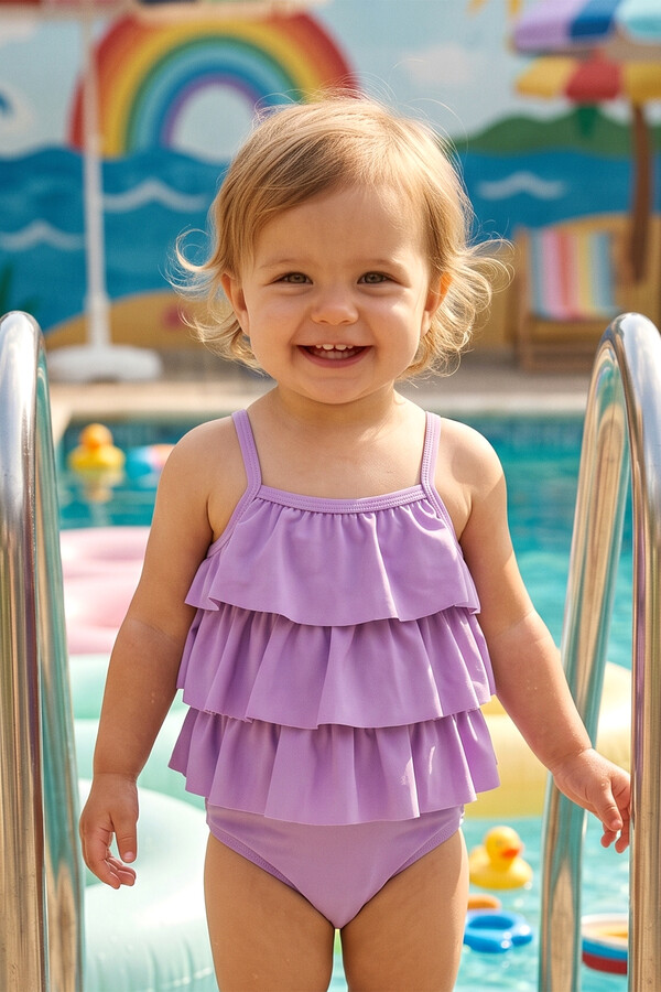 Neopy - Lila Ruffled Swimwear Set for Girls