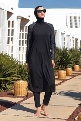 Maresiva - Long Full Coverage Modest Swimsuit 2116 Black Maresiva - Long Full Coverage Modest Swimsuit 2116 Black