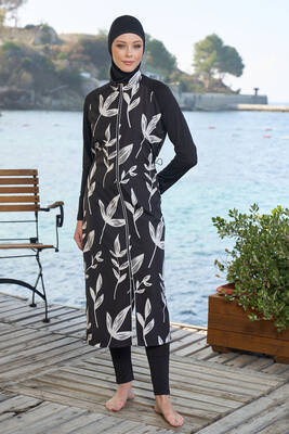 Estiva - Long Full Length Fully Covered Hijab Swimsuit 25980 Black (1)