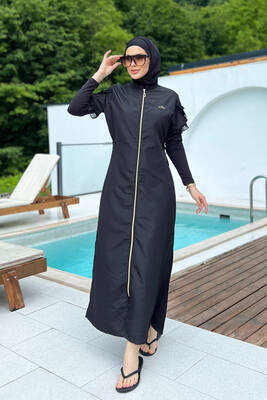 Remsa - Long Full Length Fully Covered Hijab Swimsuit Noslen 1255 Black Remsa Swimsuit Remsa - Long Full Length Fully Covered Hijab Swimsuit Noslen 1255 Black Remsa Swimsuit