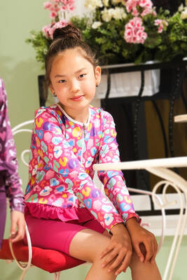 Remsa - Long Sleeve Shorts Swimsuit Set for Girls 1509 Fuchsia