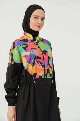 Alfasa - Long Tunic Modest Swimsuit with Abstract Print (1)