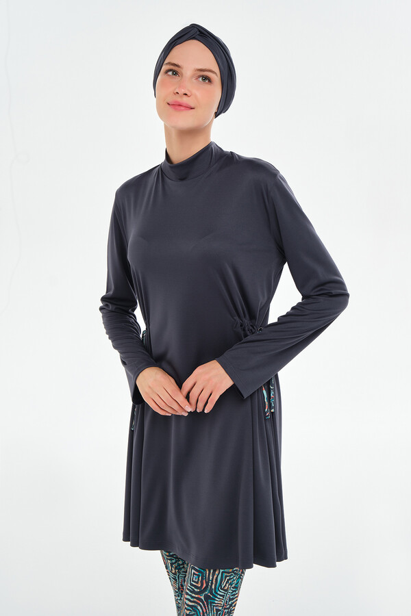 Loose Hemline Stretch Full-Cover Swimwear Set - Thumbnail