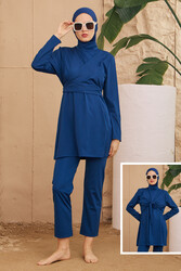Remsa Mayo - Lycra Full Cover Butterfly Wrap Hijab Swimsuit 4024 Navy Blue