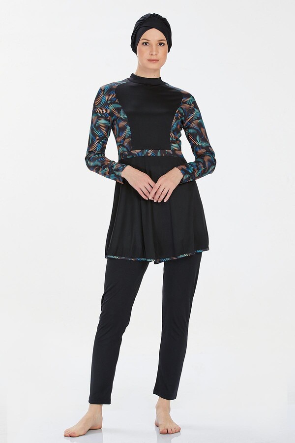 Lycra Full Cover Swimsuit Jalissa 9227 Black - Thumbnail