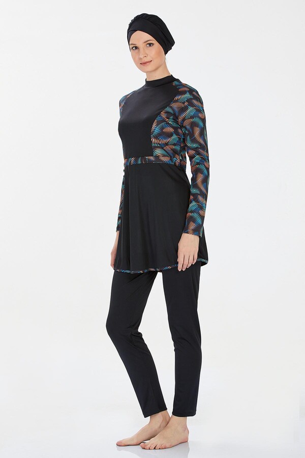 Lycra Full Cover Swimsuit Jalissa 9227 Black - Thumbnail