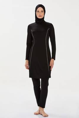 Rozamay - Lycra Full Cover Swimsuit Rozzr 9021 Black Rozamay - Lycra Full Cover Swimsuit Rozzr 9021 Black