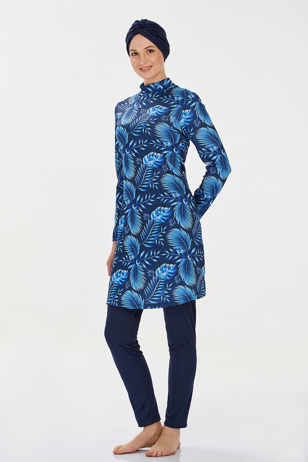 Lycra Full Coverage Burkini Arıa 9207 Dark Navy - Thumbnail