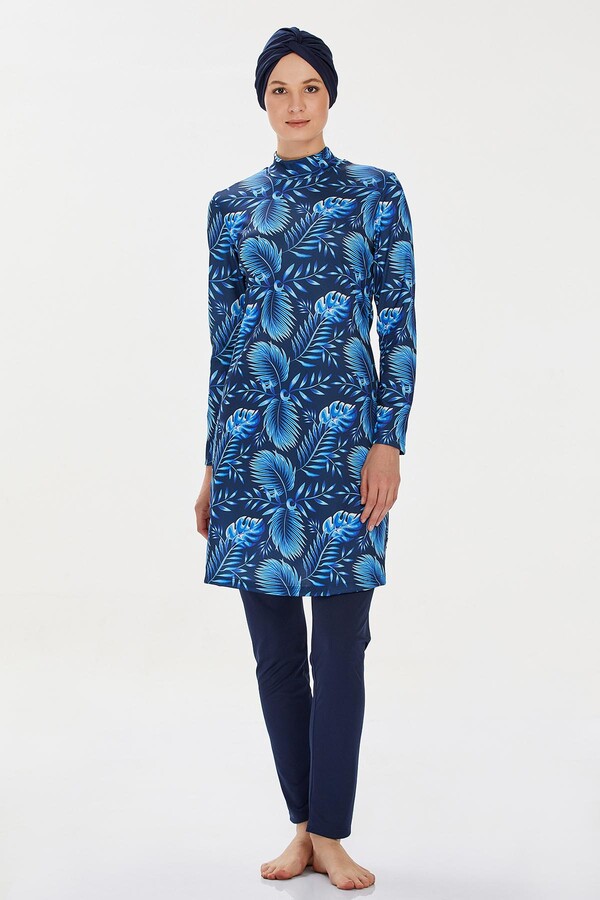 Lycra Full Coverage Burkini Arıa 9207 Dark Navy - Thumbnail