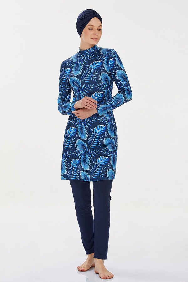 Lycra Full Coverage Burkini Arıa 9207 Dark Navy - Thumbnail