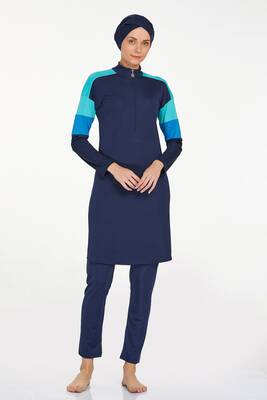 Rozamay - Lycra Full-Coverage Hijab Swimsuit Merlin 9241 Dark Navy Rozamay - Lycra Full-Coverage Hijab Swimsuit Merlin 9241 Dark Navy