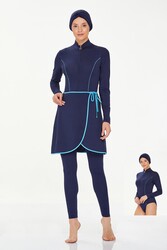 Maresiva - Lycra Full Coverage Hijab Swimsuit Torı 8230 Dark Navy
