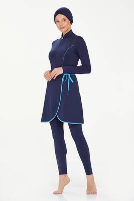 Maresiva - Lycra Full Coverage Hijab Swimsuit Torı 8230 Dark Navy (1)
