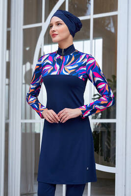 Maresiva - Lycra Full Coverage Modest Swimsuit 2107 Dark Navy Maresiva - Lycra Full Coverage Modest Swimsuit 2107 Dark Navy