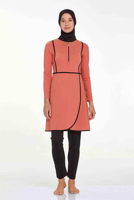 Remsa - Lycra Full Coverage Modest Swimsuit Ella 4546 Cinnamon Remsa - Lycra Full Coverage Modest Swimsuit Ella 4546 Cinnamon