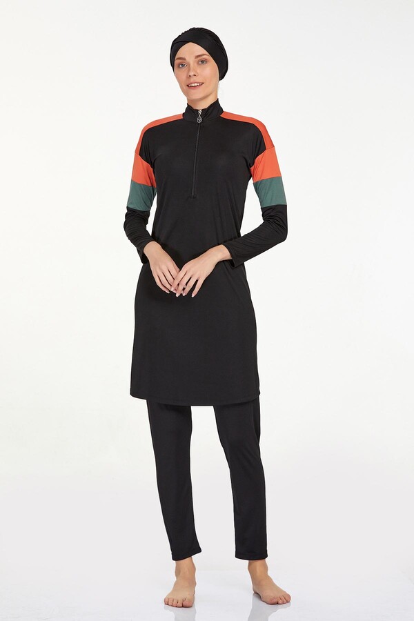 Lycra Full-Covered Burkini Merlin 9241 Black - Thumbnail