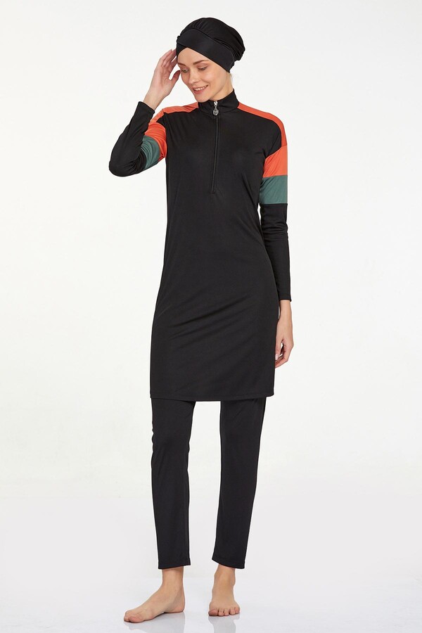 Lycra Full-Covered Burkini Merlin 9241 Black - Thumbnail