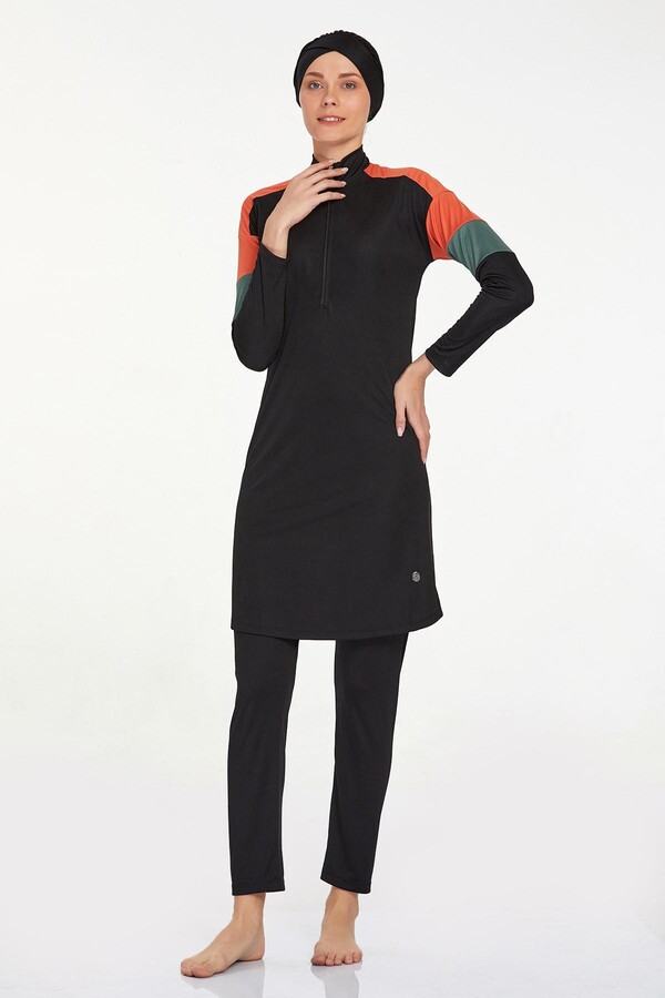 Lycra Full-Covered Burkini Merlin 9241 Black - Thumbnail