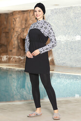 Armes - Lycra Full Covered Hijab Swimsuit 1256-169 Black