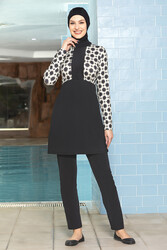 Armes - Lycra Full Covered Hijab Swimsuit 1271-181 Black