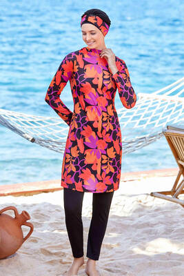 Rozamay - Lycra Full-Covered Hijab Swimsuit Brielle 9208 Black Rozamay - Lycra Full-Covered Hijab Swimsuit Brielle 9208 Black