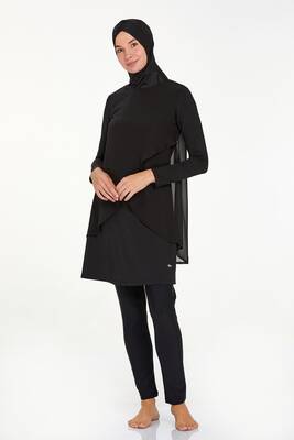Adasea - Lycra Full Covered Hijab Swimsuit Elıs 4556 Black Adasea - Lycra Full Covered Hijab Swimsuit Elıs 4556 Black