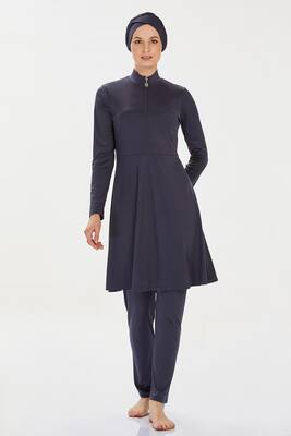 Rozamay - Lycra Full-Covered Hijab Swimsuit Maysız Plain 9020 Anthracite Rozamay - Lycra Full-Covered Hijab Swimsuit Maysız Plain 9020 Anthracite